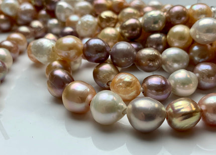 11-12 mm AAA Half Strand Large Hole Natural White And Pink Mixed Color Baroque Pearl Beads 2.2 mm Hole Natural Edison Pearls #1728