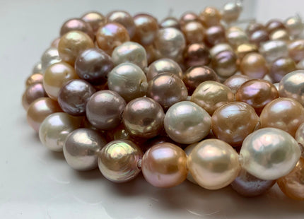 11-12 mm AAA Half Strand Large Hole Natural White And Pink Mixed Color Baroque Pearl Beads 2.2 mm Hole Natural Edison Pearls #1728