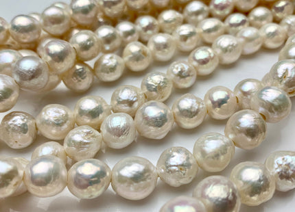 10-12 mm AAA Large Hole Half Strand Natural White Baroque Edison Pearl Beads Hole Size 1.5mm 2.1mm Large Hole Genuine Baroque Pearls #1727