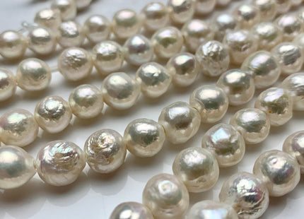 10-12 mm AAA Large Hole Half Strand Natural White Baroque Edison Pearl Beads Hole Size 1.5mm 2.1mm Large Hole Genuine Baroque Pearls #1727
