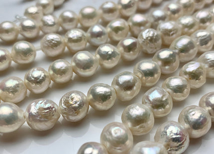 10-12 mm AAA Large Hole Half Strand Natural White Baroque Edison Pearl Beads Hole Size 1.5mm 2.1mm Large Hole Genuine Baroque Pearls #1727