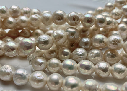 10-12 mm AAA Large Hole Half Strand Natural White Baroque Edison Pearl Beads Hole Size 1.5mm 2.1mm Large Hole Genuine Baroque Pearls #1727