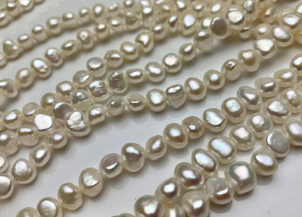 7-8 mm AAA Natural White High Luster Nugget Freshwater Pearls Genuine Natural White Smooth Potato Nugget Beads 62 Pieces #1447