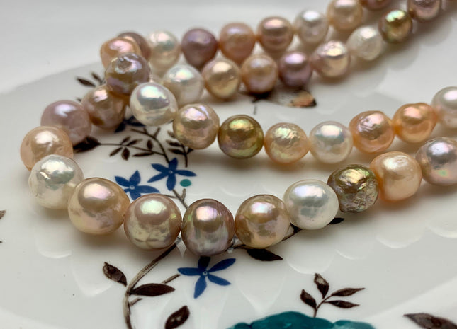 9-11 mm AAA Natural White And Multi Pink Mixed Color Baroque Freshwater Pearl Beads High Luster Genuine Baroque Pearls #1725