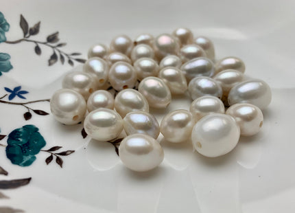 ONE Piece 10-14x12-17 mm AA Large Hole Natural White Rice/Oval Pearl Beads Through Hole Size 2.2 mm Genuine Large Hole Pearls #1740