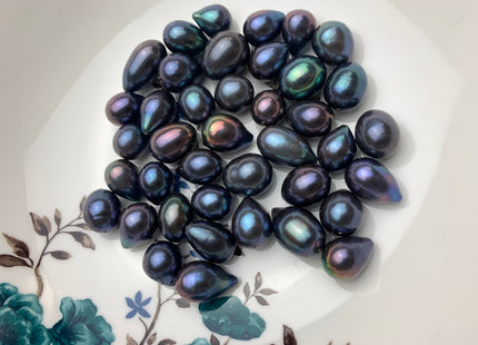 ONE Piece 12-14x14-20 mm AAA Peacock Color Through Hole Rice/Oval Pearl Beads Genuine High Luster TearDrop Shape Pearls #1737