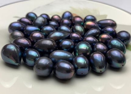ONE Piece 12-14x14-20 mm AAA Peacock Color Through Hole Rice/Oval Pearl Beads Genuine High Luster TearDrop Shape Pearls #1737