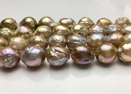 10-13mm 12-15mm Natural Mauve Pink With Iridescent Green Color Baroque Freshwater Pearl Beads Rare High Luster Genuine Baroque Pearls #1588