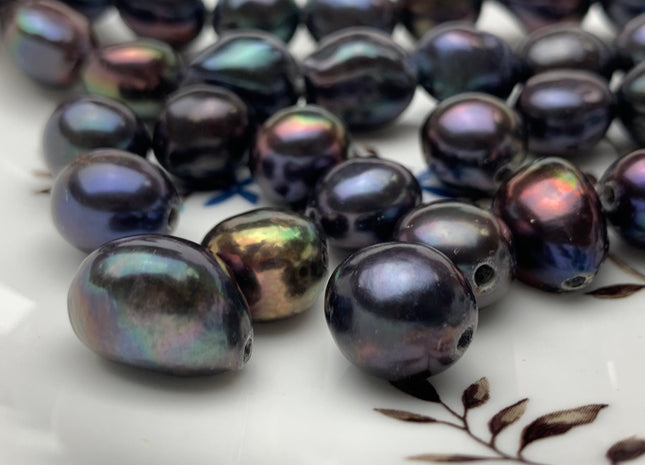 12-15x14-17 mm AAA Large Hole Peacock Color Freshwater Nugget Pearl Beads Hole Size 2.2 mm Rare Jumbo Size Smooth And Shiny Pearls #1743