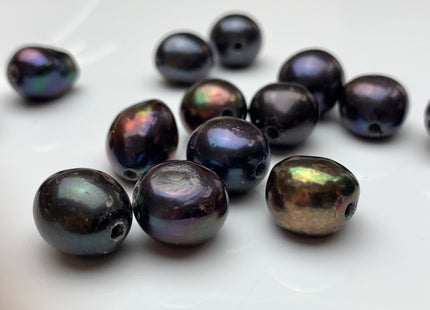 12-15x14-17 mm AAA Large Hole Peacock Color Freshwater Nugget Pearl Beads Hole Size 2.2 mm Rare Jumbo Size Smooth And Shiny Pearls #1743