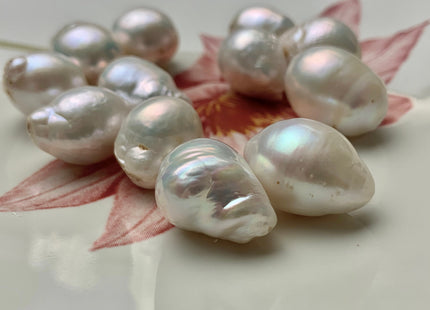 ONE Piece 14-15 mm Or 15-17 mm AA Jumbo Natural White Baroque Pearl Beads Genuine High Luster White Baroque Pearls #1593