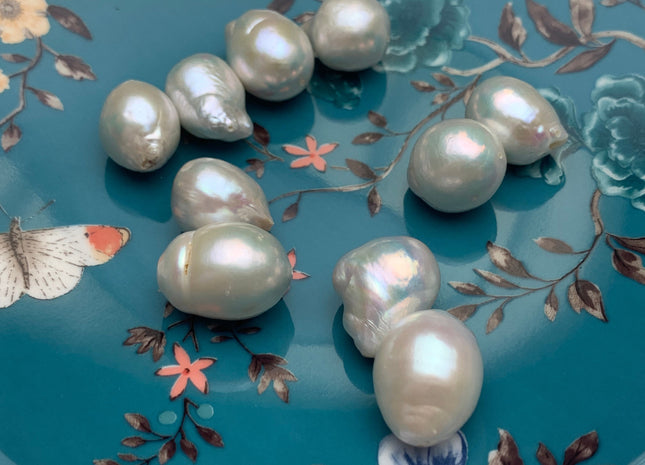 ONE Piece 14-15 mm Or 15-17 mm AA Jumbo Natural White Baroque Pearl Beads Genuine High Luster White Baroque Pearls #1593