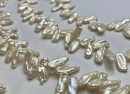 7x15 mm AA Diagonal Drilled Genuine Cultured Freshwater Biwa Pearl Beads High Luster Natural Color Rare Diagonal Drilled Biwa Beads #1595