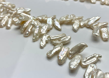7x15 mm AA Diagonal Drilled Genuine Cultured Freshwater Biwa Pearl Beads High Luster Natural Color Rare Diagonal Drilled Biwa Beads #1595