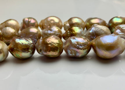 14-17mm AAA Jumbo Natural Color Mauve Pink W/Gold Sheen Baroque Freshwater Pearl Beads Genuine Natural Pearls 23-25 Beads #1052