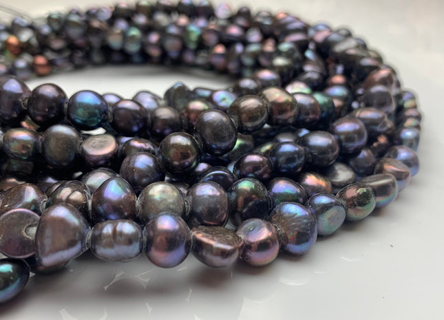 9-11 mm AAA Large Hole Peacock Freshwater Pearl Nugget Beads 2.1mm Hole Genuine Large Hole Peacock Freshwater Nugget Pearls. #332