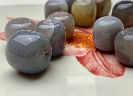 12x16-16x18 Natural Gemstone Gray Agate Beads Natural Color Smooth Drum/Tube Shape Jumbo Size Natural Agate Gemstone #2003