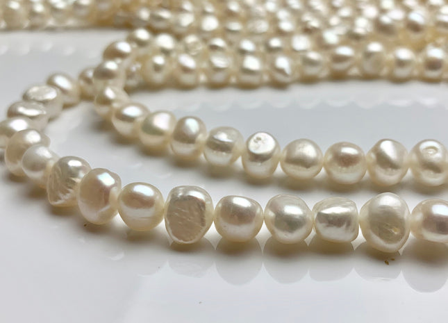9-10 mm 10-11 mm AA Natural White Freshwater Nugget Pearl Beads Genuine Natural White Potato Nugget Shape Freshwater Pearls #1450