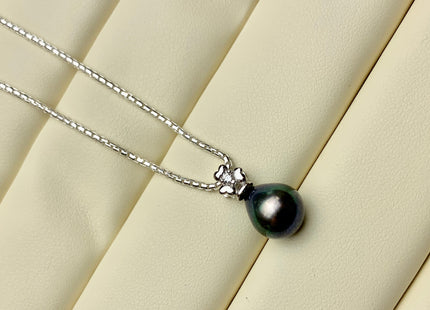 One Piece 925 Sterling Silver/Gold Pendant Setting Findings For Half Drilled Pearls Clover Leaf Design W/CZ Sterling Silver Pendant #1738-A