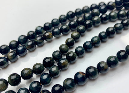 8 mm Smooth Round Dark Gray Hawk Tiger Eyes Natural Gemstone Beads Genuine Natural Tiger Eye Loose Beads #2285