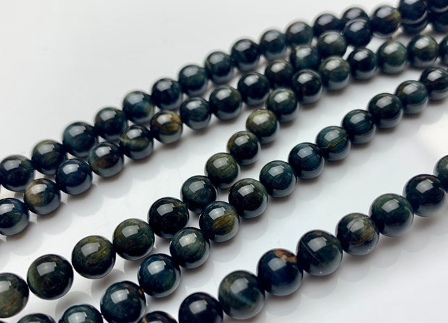 8 mm Smooth Round Dark Gray Hawk Tiger Eyes Natural Gemstone Beads Genuine Natural Tiger Eye Loose Beads #2285