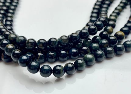 8 mm Smooth Round Dark Gray Hawk Tiger Eyes Natural Gemstone Beads Genuine Natural Tiger Eye Loose Beads #2285