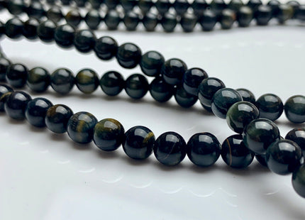 8 mm Smooth Round Dark Gray Hawk Tiger Eyes Natural Gemstone Beads Genuine Natural Tiger Eye Loose Beads #2285