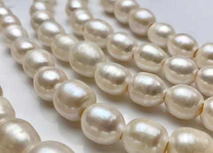 10-11x13-15 mm Half Strand Large Hole Natural White Rice/Oval Freshwater Pearl Beads Hole Size 4.0 mm Genuine Large Hole Pearls #1745
