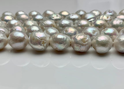 10-13 mm Natural White Baroque Freshwater Pearl Beads, Cultured Baroque Pearls, Natural Edison Flameball Freshwater Pearl Beads #470