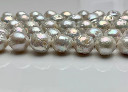 10-13 mm Natural White Baroque Freshwater Pearl Beads, Cultured Baroque Pearls, Natural Edison Flameball Freshwater Pearl Beads #470