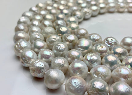 10-13 mm Natural White Baroque Freshwater Pearl Beads, Cultured Baroque Pearls, Natural Edison Flameball Freshwater Pearl Beads #470