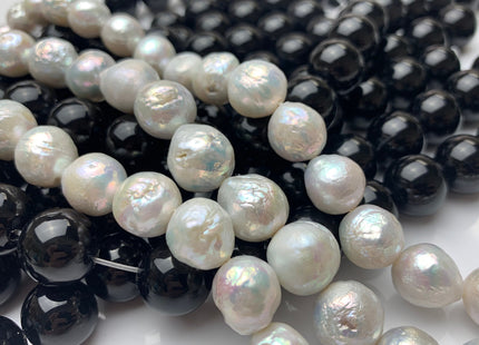 10-13 mm Natural White Baroque Freshwater Pearl Beads, Cultured Baroque Pearls, Natural Edison Flameball Freshwater Pearl Beads #470
