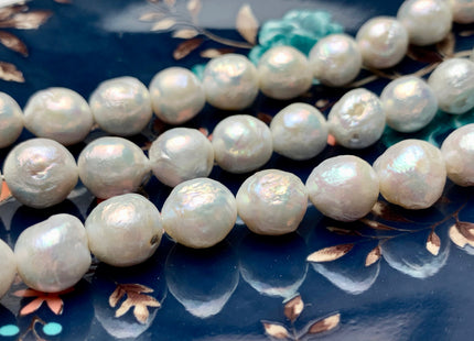 10-13 mm Natural White Baroque Freshwater Pearl Beads, Cultured Baroque Pearls, Natural Edison Flameball Freshwater Pearl Beads #470