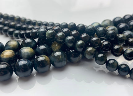 6 mm 10 mm AAA Smooth Round Dark Gray Hawk Tiger Eyes Natural Gemstone Beads Genuine High Quality Tiger Eye Loose Beads #2288