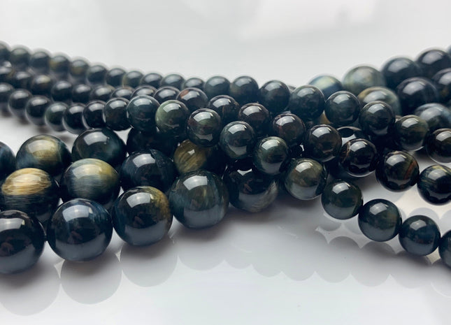 6 mm 10 mm AAA Smooth Round Dark Gray Hawk Tiger Eyes Natural Gemstone Beads Genuine High Quality Tiger Eye Loose Beads #2288