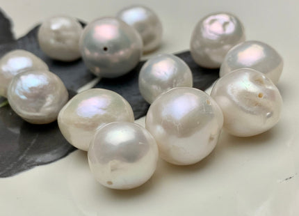 ONE Piece Or Full Strand 12-16 mm AAA Natural White Baroque Freshwater Pearl Beads High Luster Genuine Baroque Edison Pearls #1480