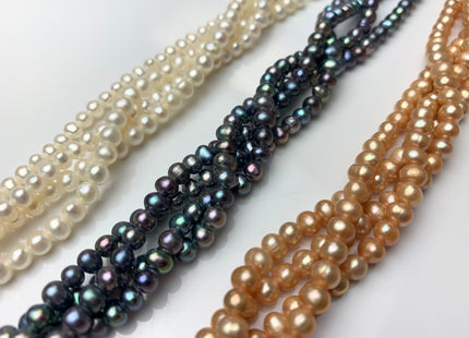 4 mm AA Natural White/Grey/Peacock/Champagne Potato Large Hole 1.2 mm Freshwater Pearl, Genuine Pearls Wedding / Bridal Pearls #1023