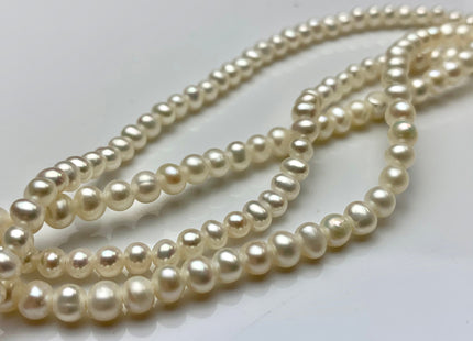 4 mm AA Natural White/Grey/Peacock/Champagne Potato Large Hole 1.2 mm Freshwater Pearl, Genuine Pearls Wedding / Bridal Pearls #1023