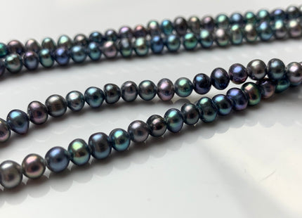 4 mm AA Natural White/Grey/Peacock/Champagne Potato Large Hole 1.2 mm Freshwater Pearl, Genuine Pearls Wedding / Bridal Pearls #1023