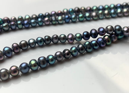 4 mm AA Natural White/Grey/Peacock/Champagne Potato Large Hole 1.2 mm Freshwater Pearl, Genuine Pearls Wedding / Bridal Pearls #1023