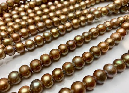 8-9 mm Large Hole Champagne Copper Color Potato Freshwater Pearl Beads Hole Size 2 mm Genuine Large Hole Freshwater Pearl Beads #321