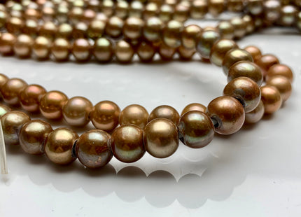 8-9 mm Large Hole Champagne Copper Color Potato Freshwater Pearl Beads Hole Size 2 mm Genuine Large Hole Freshwater Pearl Beads #321