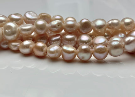 10-11 mm AAA Large Hole Natural Pink Or Pale Pink Freshwater Pearl Nugget Beads Hole Size 2.2 mm High Luster Large Hole Potato Pearls #1481