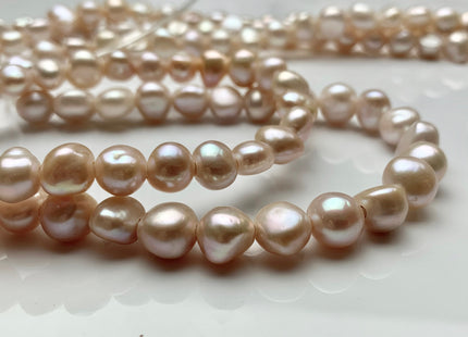 10-11 mm AAA Large Hole Natural Pink Or Pale Pink Freshwater Pearl Nugget Beads Hole Size 2.2 mm High Luster Large Hole Potato Pearls #1481