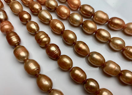 10-11x13 mm Half Strand Large Hole Ochre Orange color Rice/Oval Freshwater Pearl Beads Hole size 2.2 mm Rare Ochre Orange Color Pearls #1475
