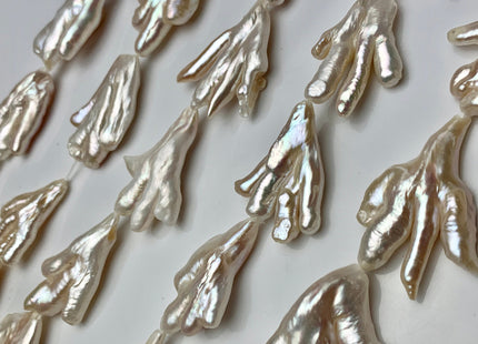 35 mm AAA Natural White Rare Chicken Feet Freshwater Pearls High Luster Limited Edition Biwa Pearl Beads #1754