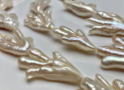 35 mm AAA Natural White Rare Chicken Feet Freshwater Pearls High Luster Limited Edition Biwa Pearl Beads #1754