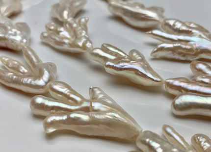 35 mm AAA Natural White Rare Chicken Feet Freshwater Pearls High Luster Limited Edition Biwa Pearl Beads #1754