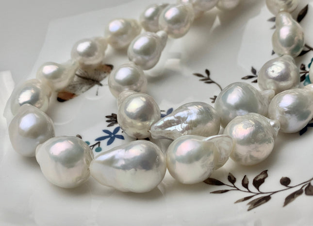 13x16-15x20 mm AAAA Jumbo Size Freshwater Baroque Pearl Beads Genuine High Luster And Quality Natural White Baroque Pearls #1744