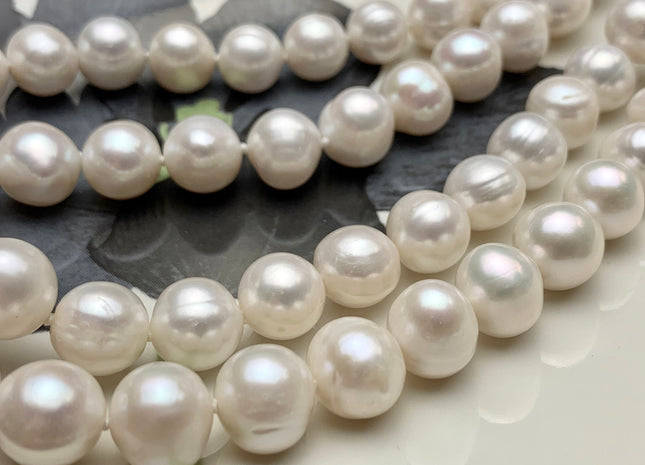 17.5/20/22/24 Inches Hand Knotted 11 mm Freshwater Pearl Necklace Natural White Freshwater Pearl Necklace With Silver Clasp #1502